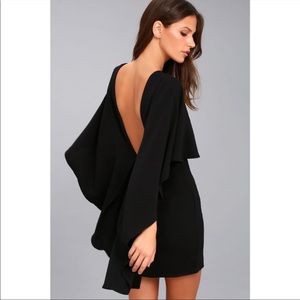 Lulu’s black backless cape dress